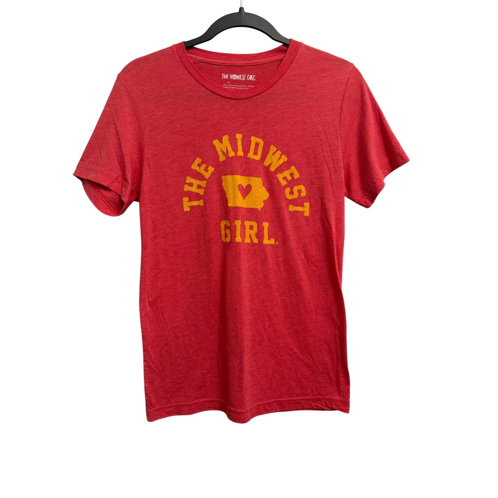 The Midwest Girl Iowa State Graphic Tee Red Heather Short Sleeve T-Shirt Small